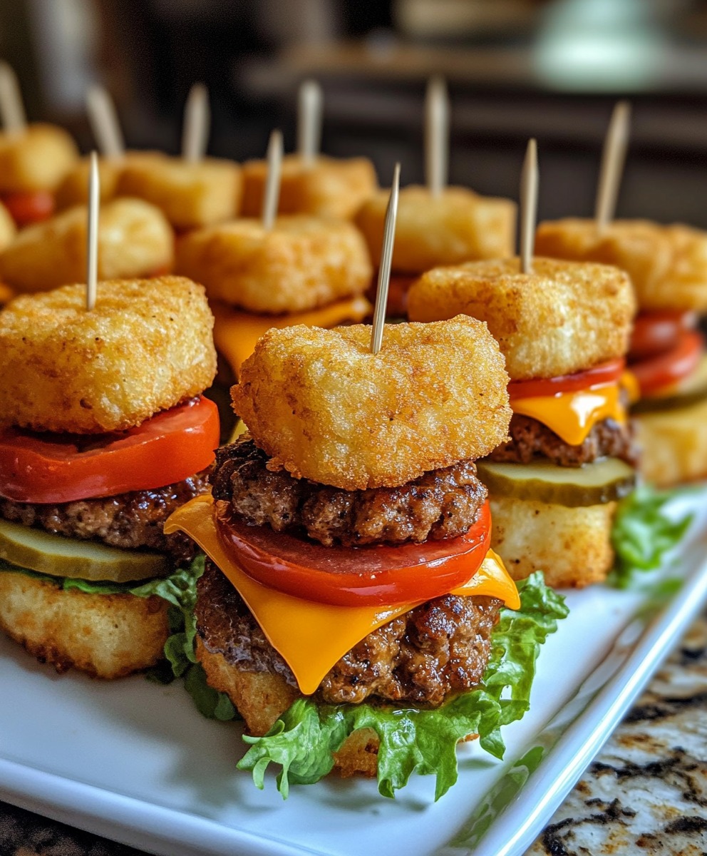 Crispy Mini Tater Tot Cheeseburgers 🧀🍔