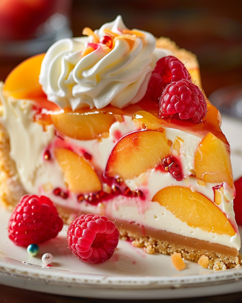 Delightful Peach Raspberry Cheesecake