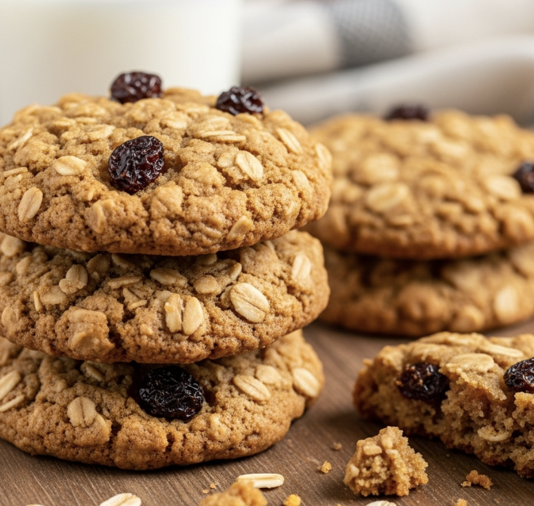Soft & Chewy Oatmeal Raisin Cookies 