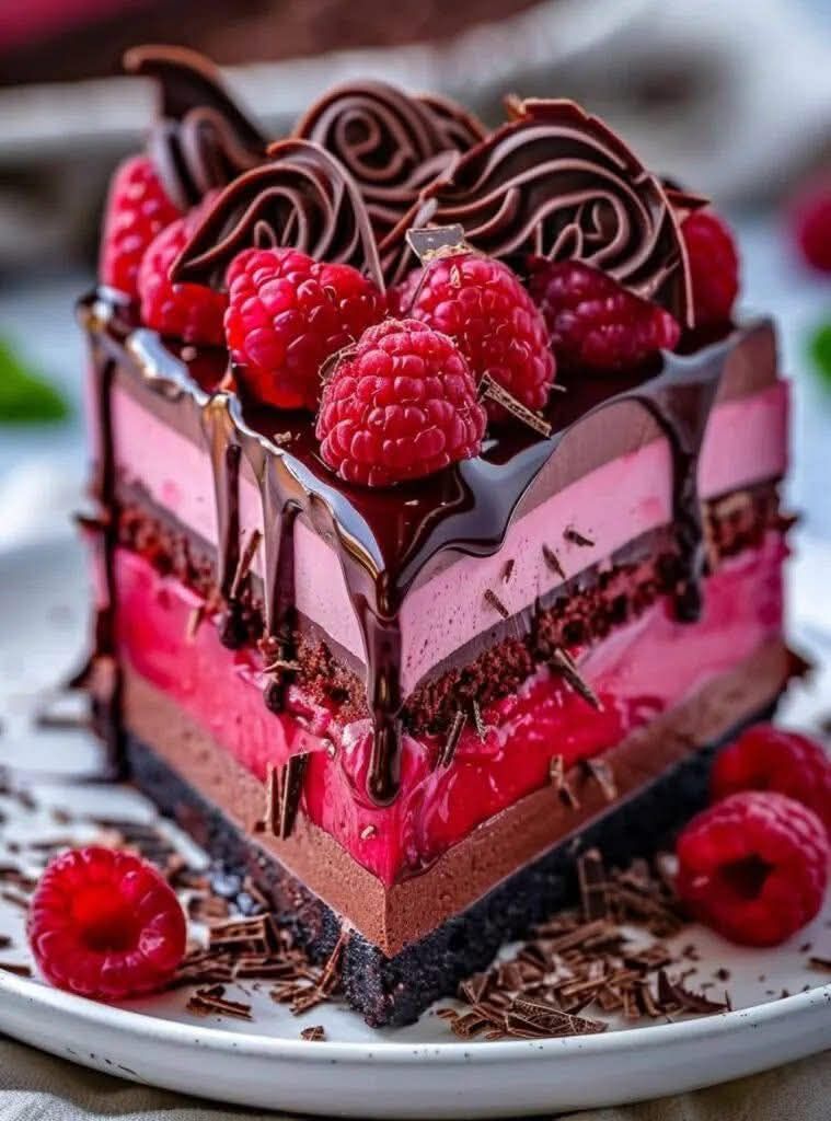 Enjoy the luxurious indulgence of this Heavenly Raspberry Chocolate Mousse Cake, perfect for elevating any celebration or special occasion to new heights of delight! recipes