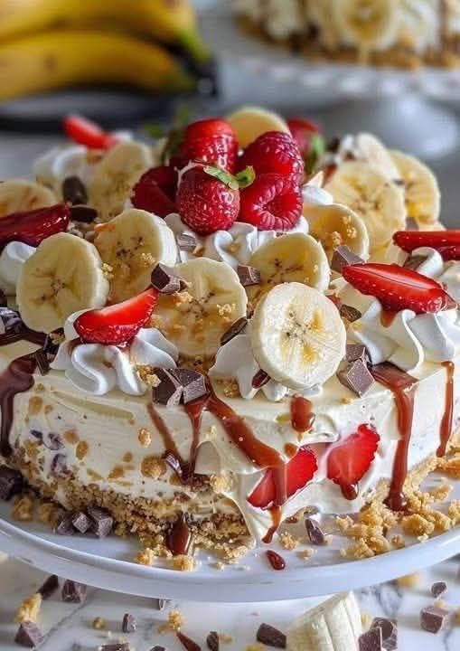 Heavenly No-Bake Banana Split Cheesecake 