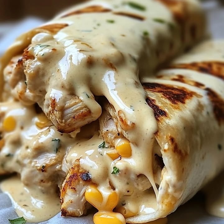 Cheesy Garlic Chicken Wraps Recipe 🧄🧀🌯
