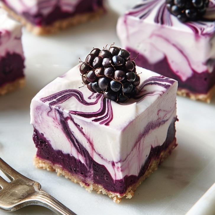 No-Bake Marbled Blackberry Cheesecake Delights!