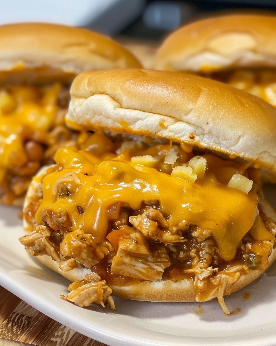 Cajun Chicken Sloppy Joes with a cheesy twist!