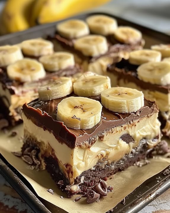 Banana Mousse Brownie Bars