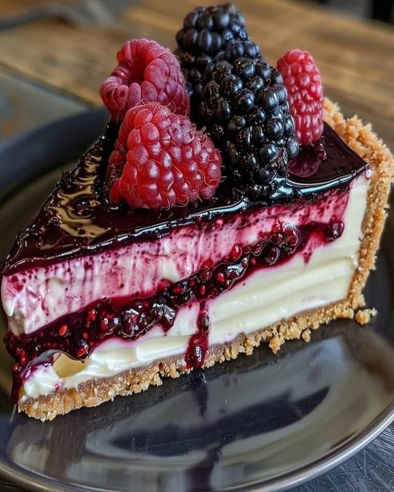Blackberry Raspberry Heaven Cheesecake 🍇🍰