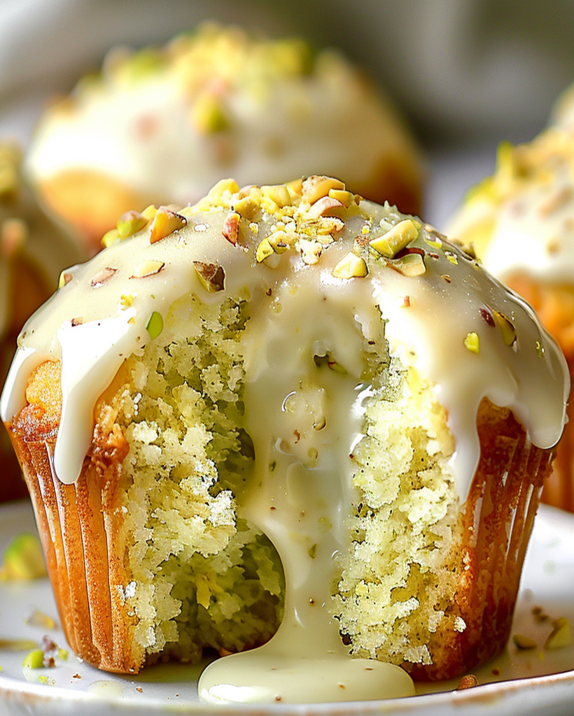 White Chocolate Pistachio Lava Muffins