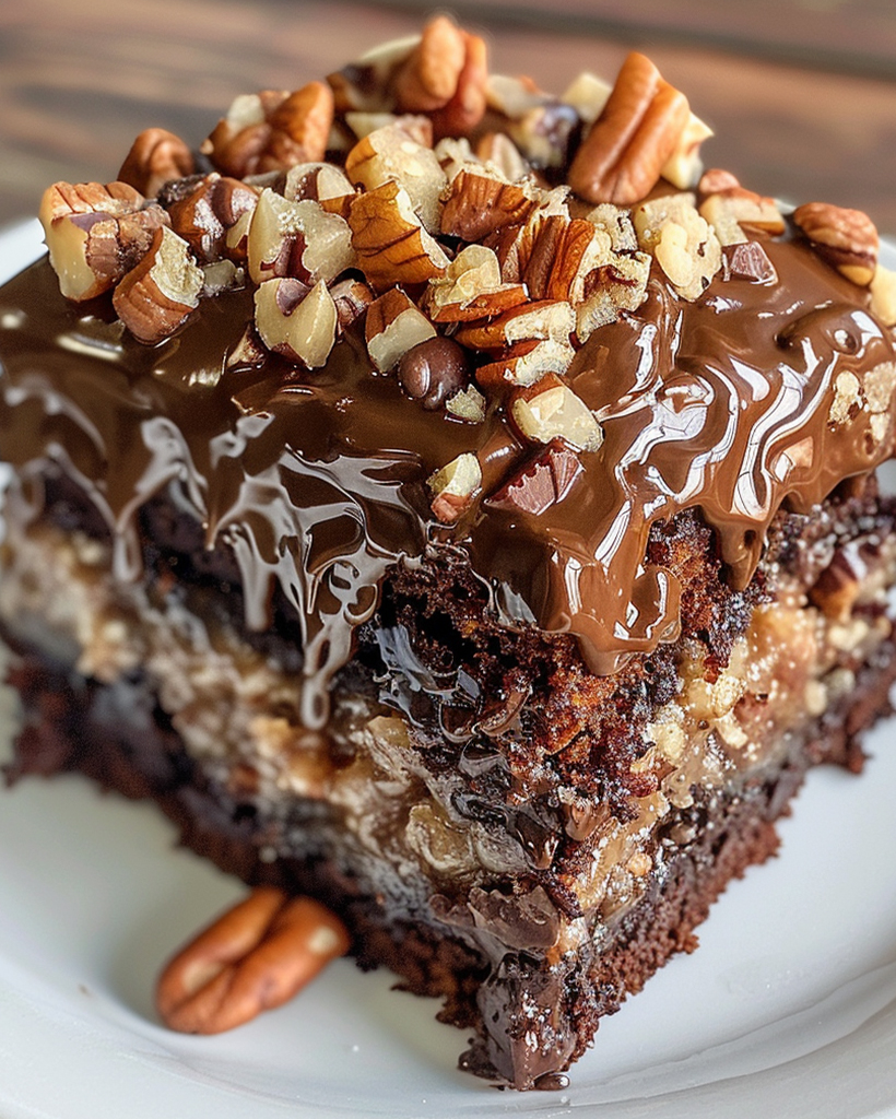 Mouth-watering German Chocolate Poke Cake
