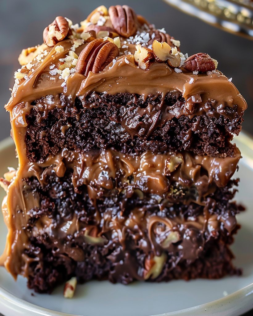 Irresistible Pecan Caramel Chocolate Cake