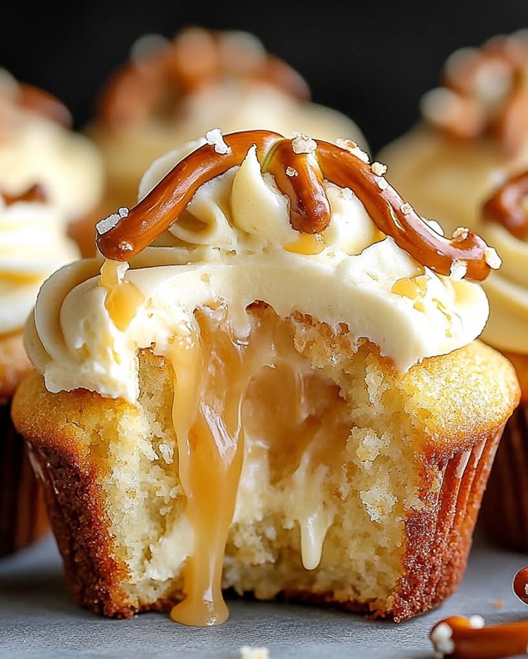 Gooey Salted Caramel Cream Cheese Cupcakes