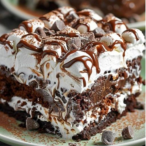Marshmallow Chocolate Poke Cake
