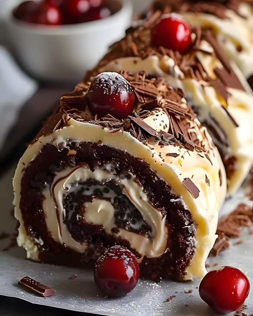 Luxurious Cherry Chocolate Roll Cake