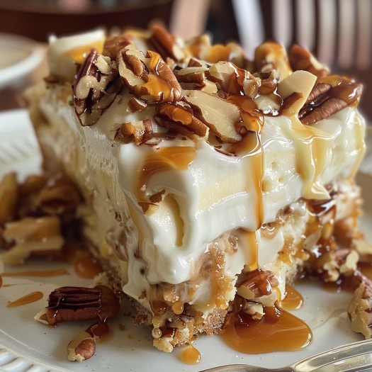Banana Pecan Caramel Ice Cream Cake