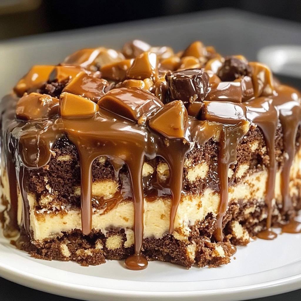 Caramel Turtle Poke Cake
