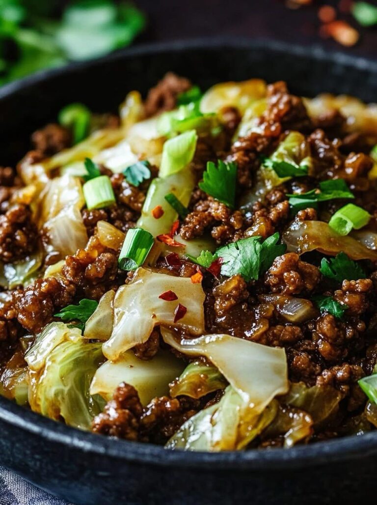 Low Carb Mongolian Ground Beef Cabbage