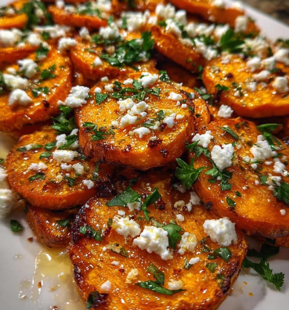 Roasted-Sweet-Potato-Rounds-with-Honey-&-Feta