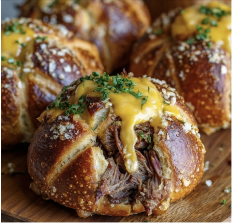 Smoked Brisket & Beer Cheese Pretzel Bombs