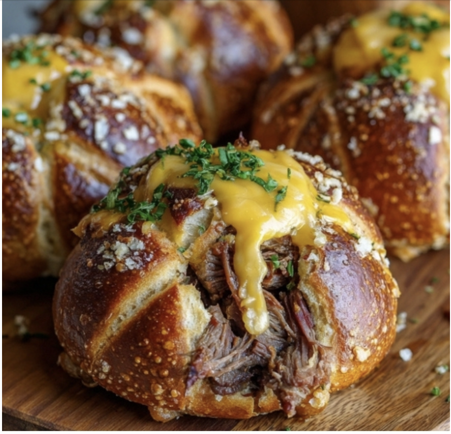 Smoked Brisket & Beer Cheese Pretzel Bombs