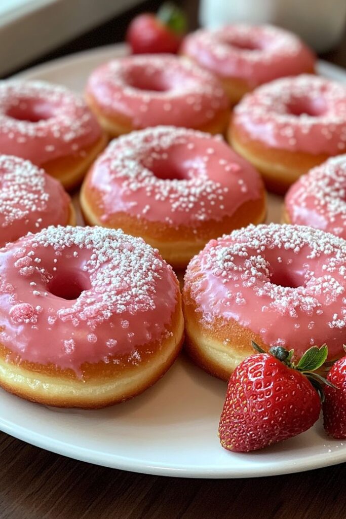 strawberry-buttercream-frosted-donuts