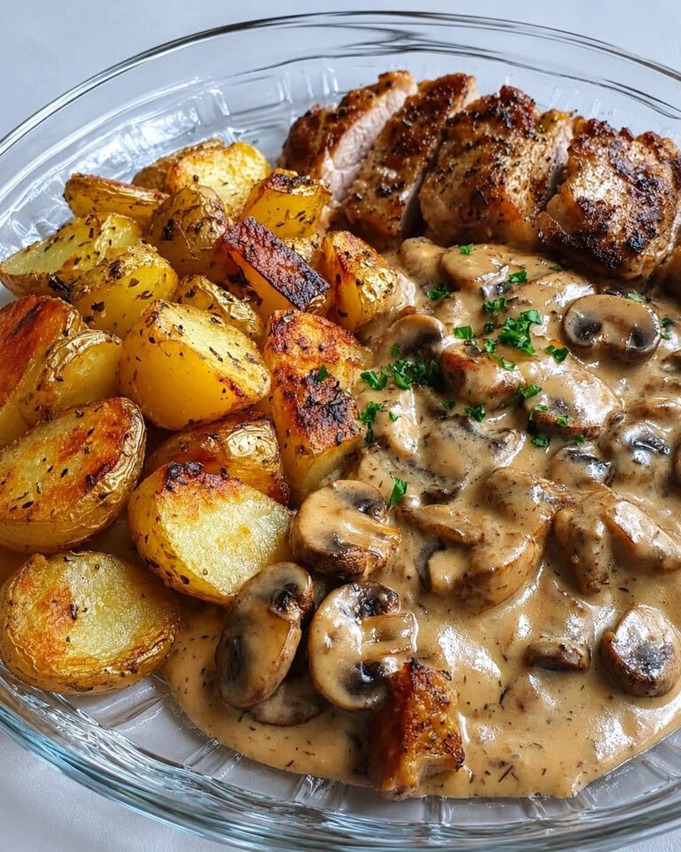 creamy-mushroom-chicken-with-crispy-herb-potatoes