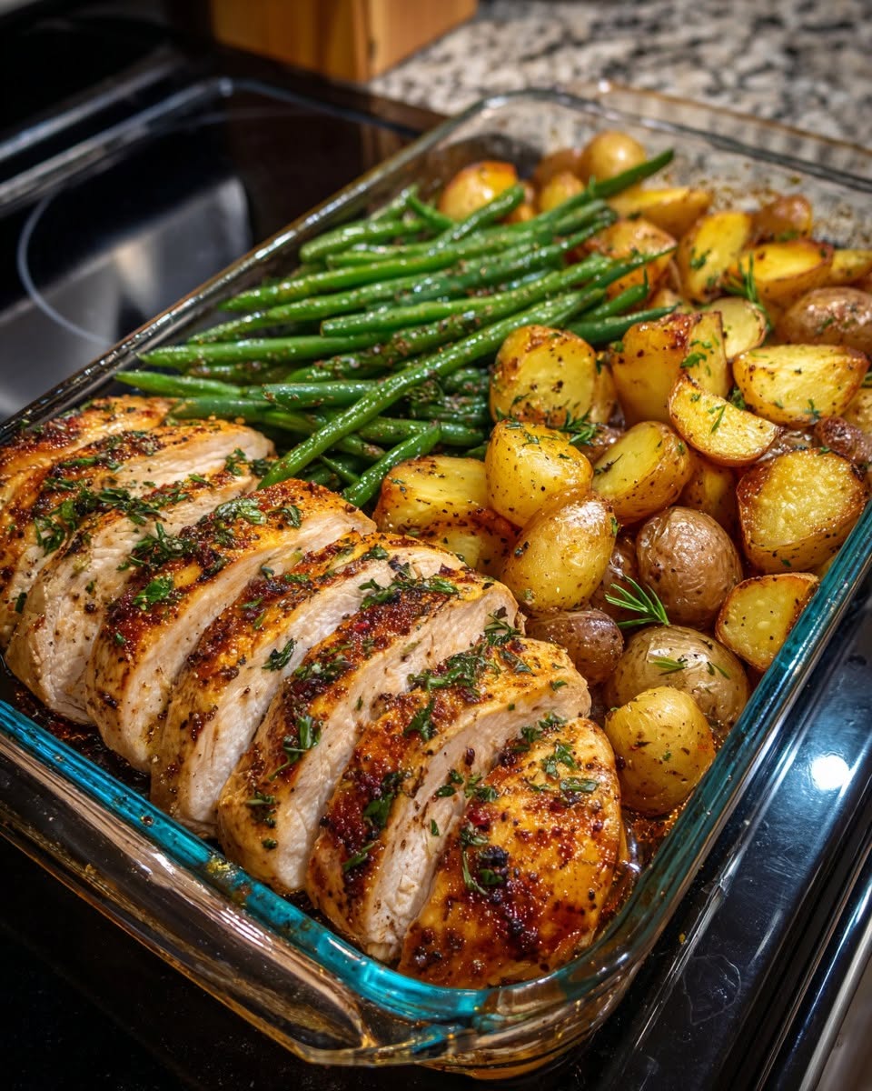 one-pan-herb-roasted-chicken-with-baby-potatoes-green-beans