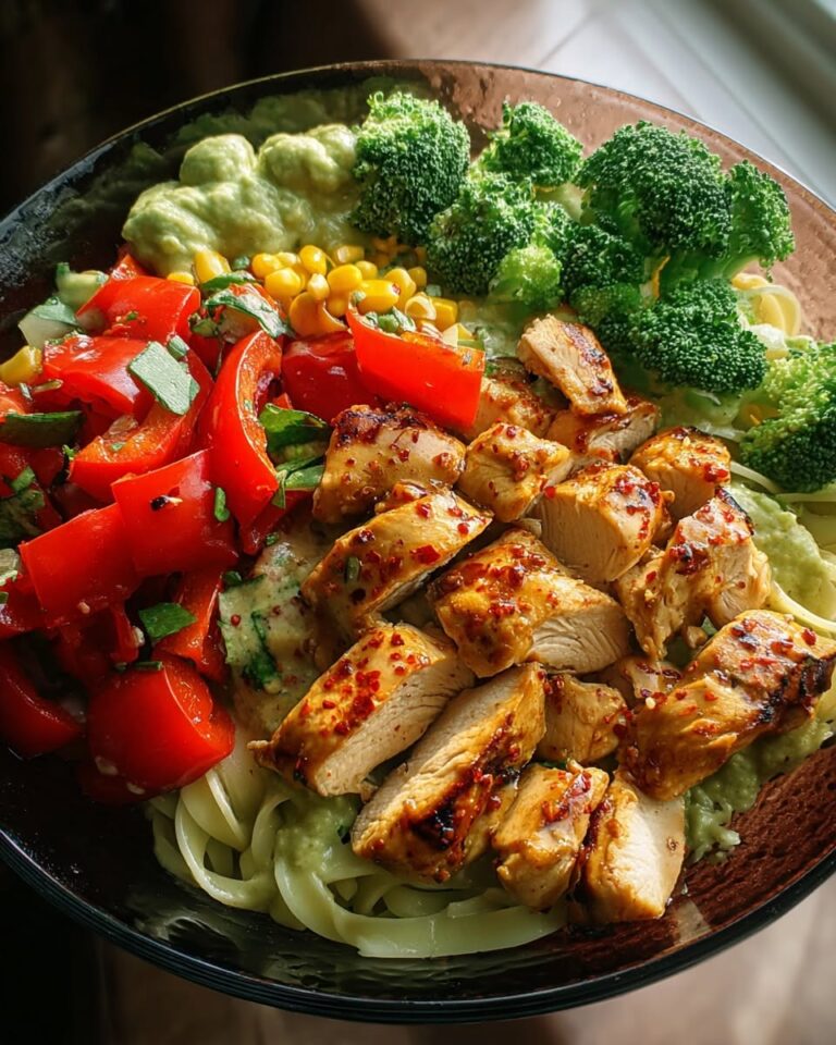 Chicken-Veggie-Pasta-Bowl-with-Creamy-Mustard-Sauce