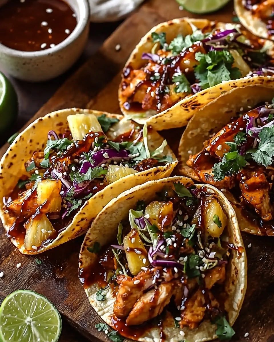 sweet-spicy-pineapple-chicken-tacos-with-mushrooms-gochujang