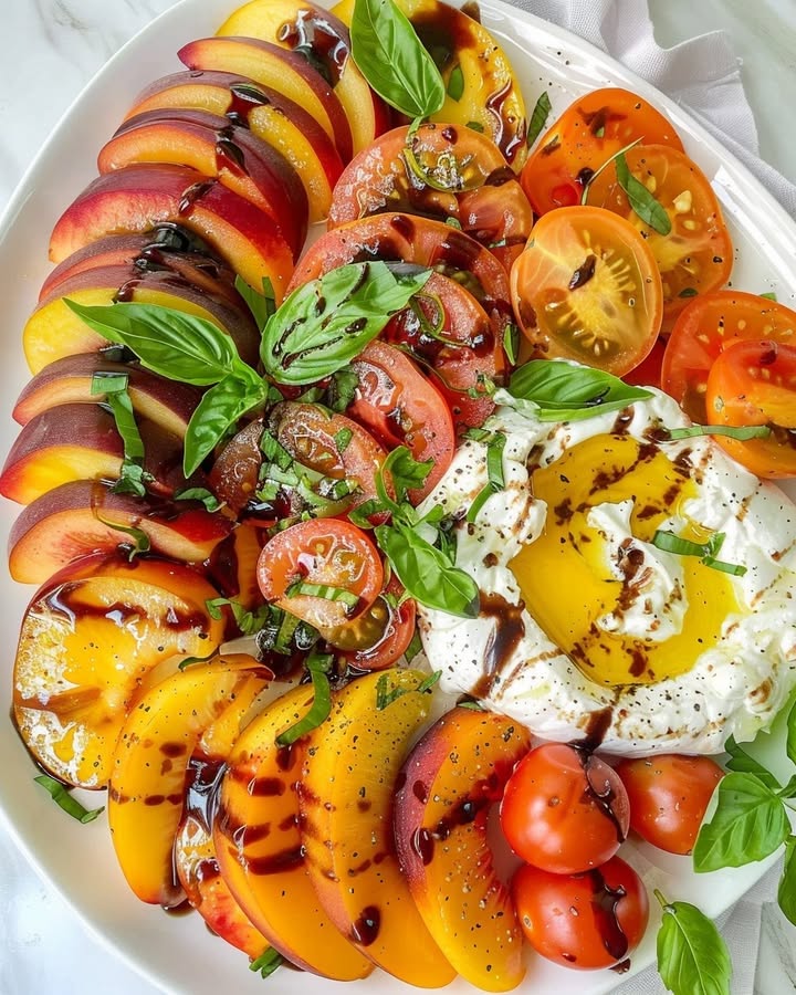 burrata-tomato-peach-salad