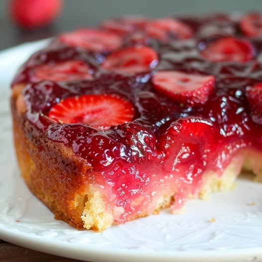 Upside Down Strawberry Cake