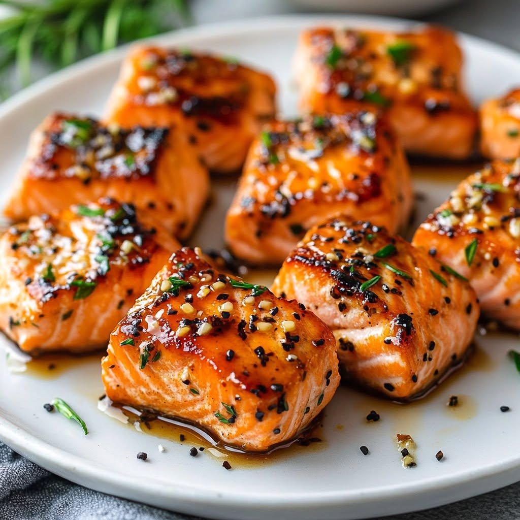 Honey-Butter-Garlic-Glazed-Salmon-Bites