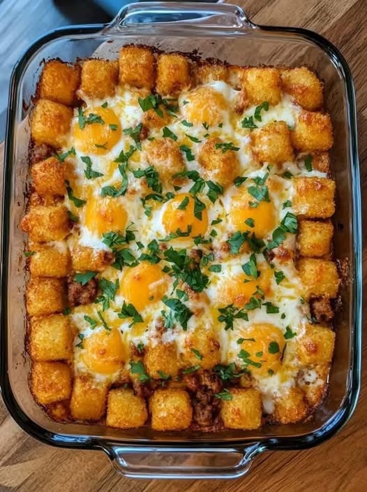 Loaded Tater Tot Breakfast Casserole
