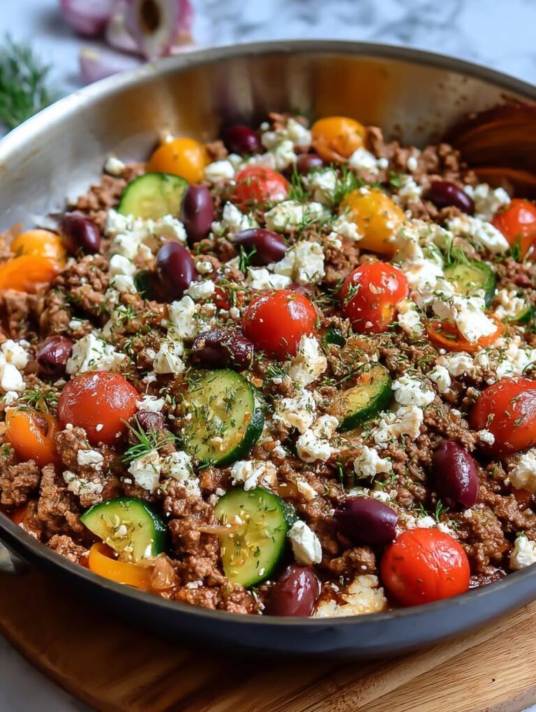 Mediterranean-Ground-Beef-Skillet