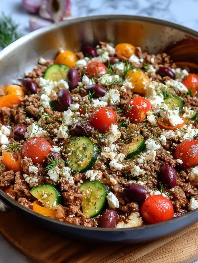 Mediterranean-Ground-Beef-Skillet