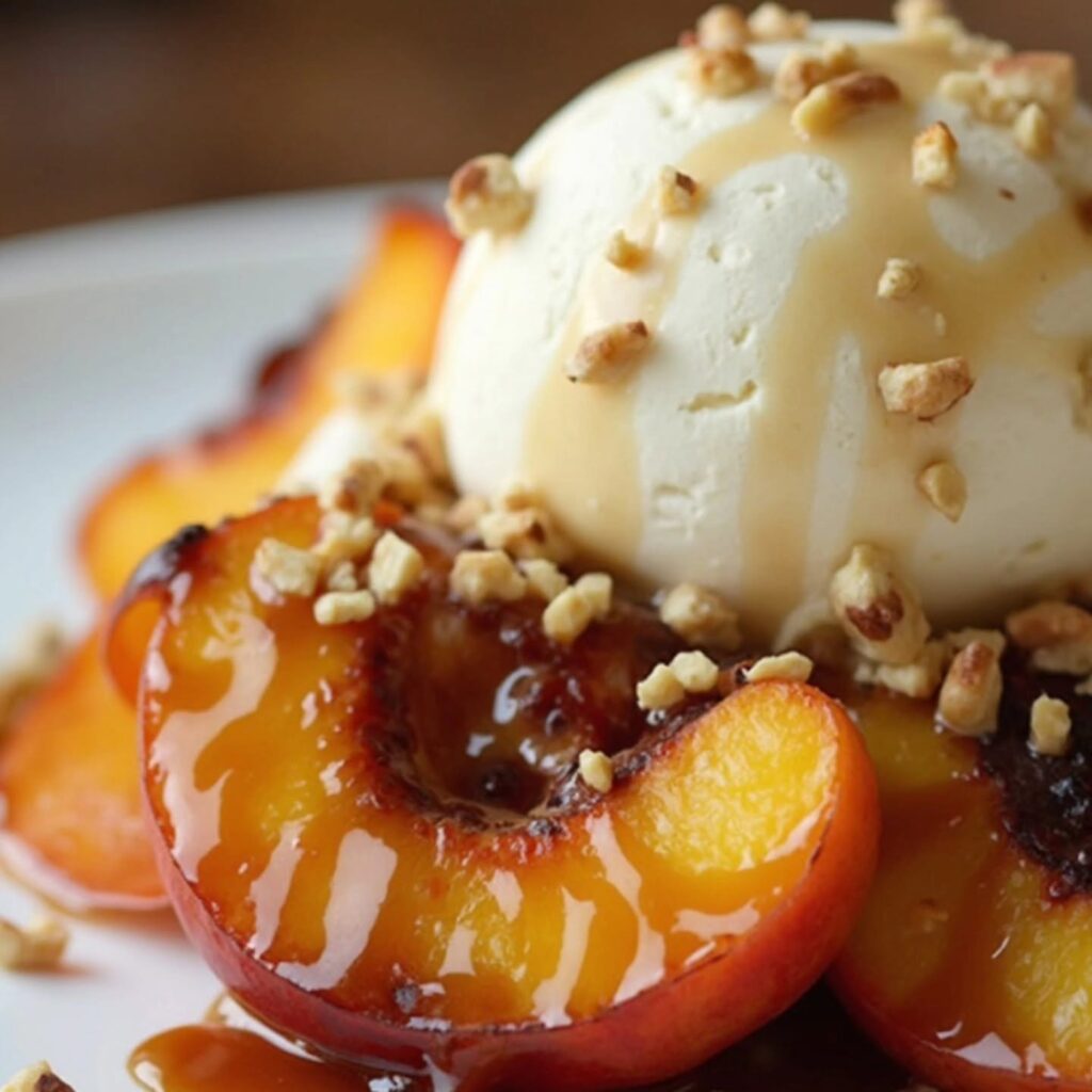 Grilled Peaches with Ice Cream Dessert