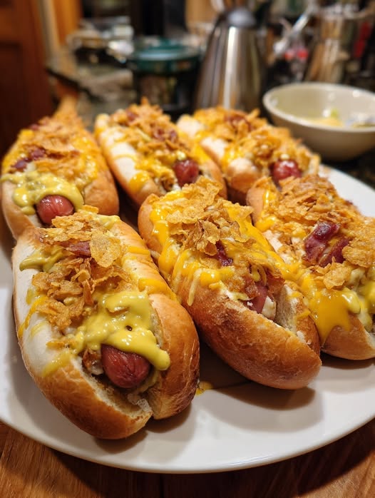 Crispy Cheesy Baked Hot Dogs