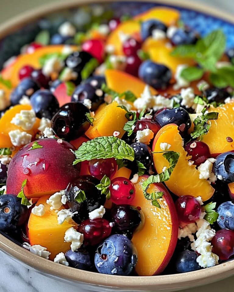 Honey Lime Basil Peach Fruit Salad