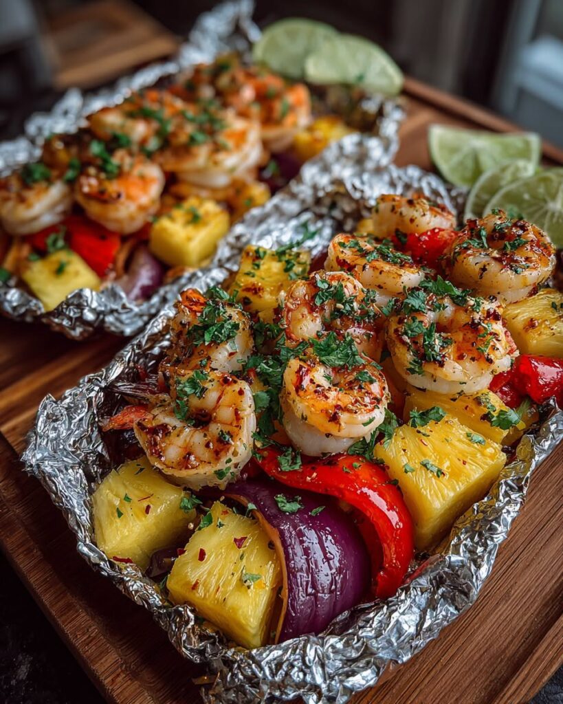 honey-garlic-shrimp-pineapple-foil-packets