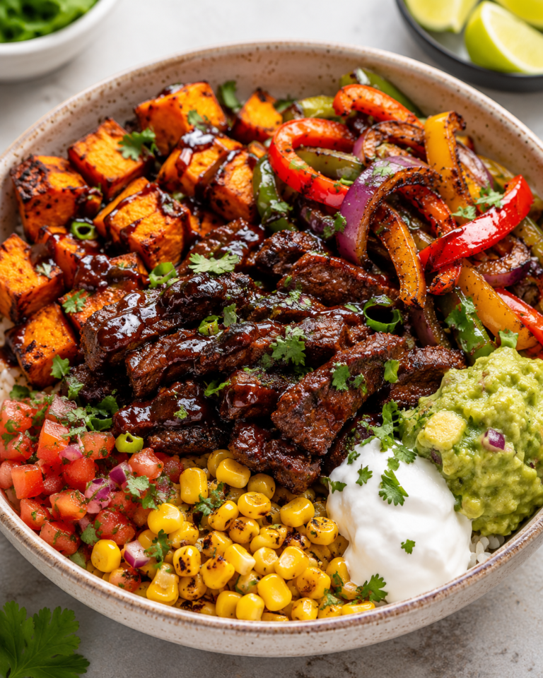 BBQ Fajita Beef Sweet Potato Bowls