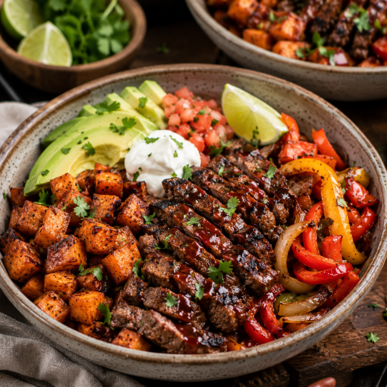 Bbq-fajita-steak-sweet -potato-bowls