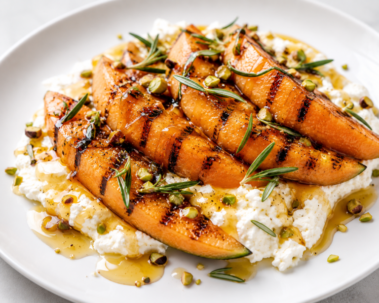Grilled Melon with Honey Ricotta